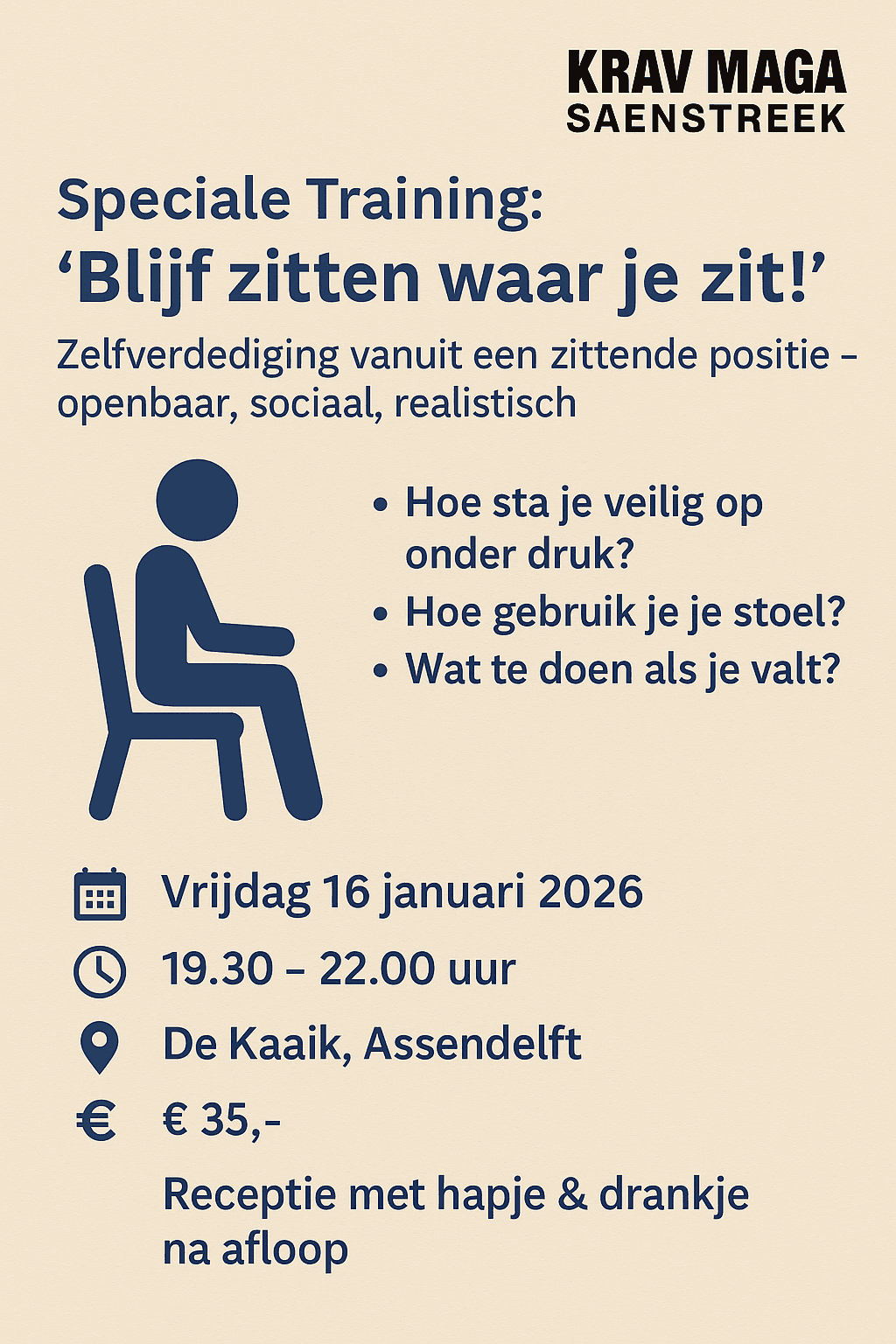 Speciale Experience Training - “Blijf zitten waar je zit!” – Zelfverdediging vanuit zittende positie 🪑💥